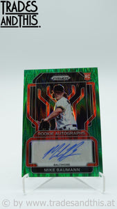 2022 Panini Prizm Rookie Autographs Forest Green Flash Prizm 5/5 Mike Baumann #RA-MB RC
