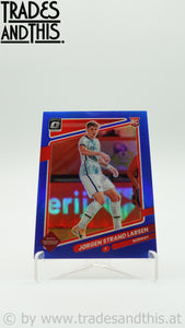 2021-22 Panini Donruss Road to Qatar Optic Blue Prizm 05/99 Jorgen Strand Larsen #106 RC