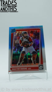 2021 Panini Donruss Optic Carolina Blue and White Prizm Daulton Varsho #46 RC