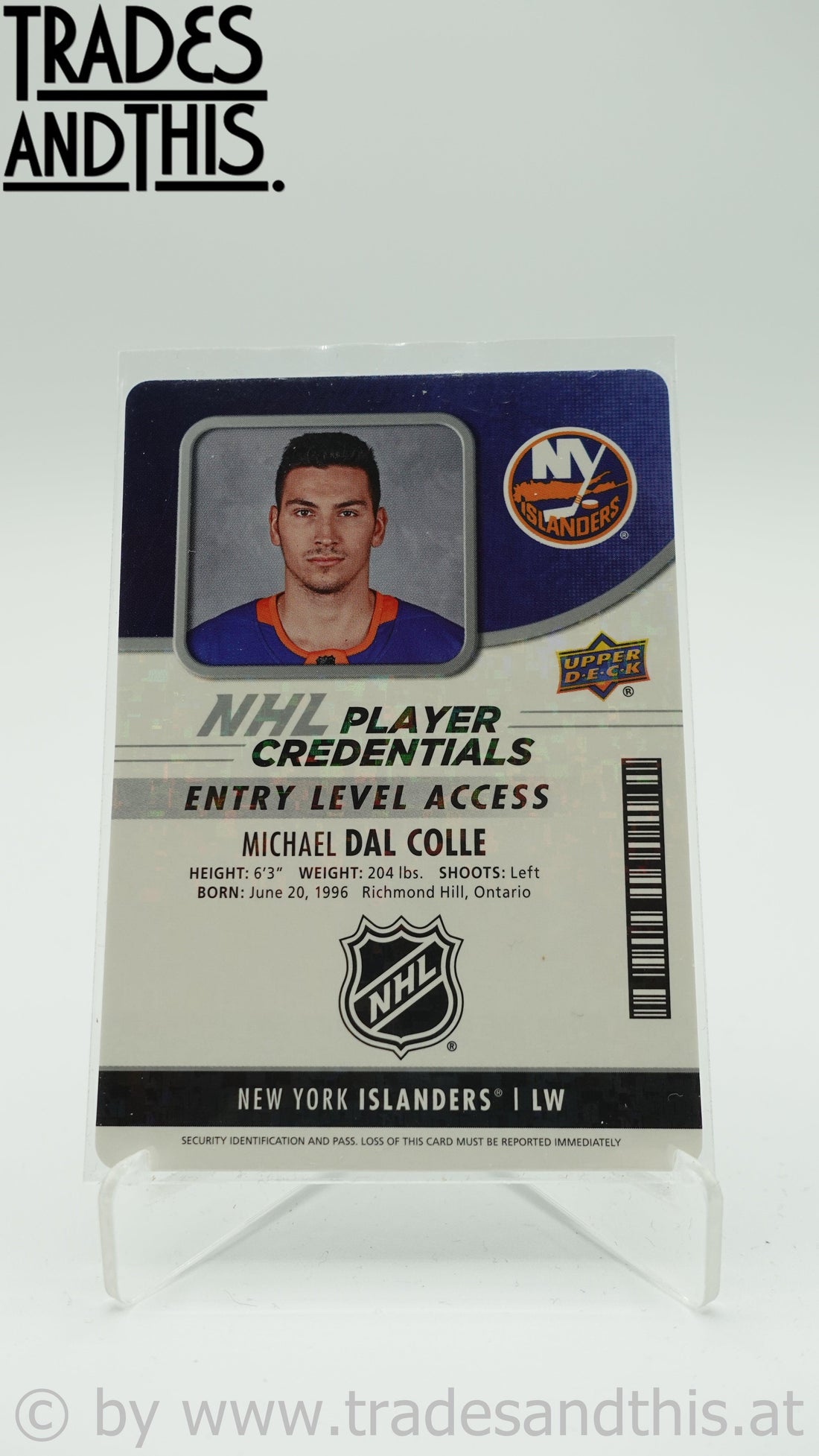 2018-19 Upper Deck MVP NHL Player Credentials Access Dal Colle #NHL-MD RC - Trades and This e.U.