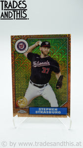 2022 Topps Series 1 1987 Topps Chrome Silver Pack Series 1 Mojo Gold 20/25 Stephen Strasburg #T87C-27