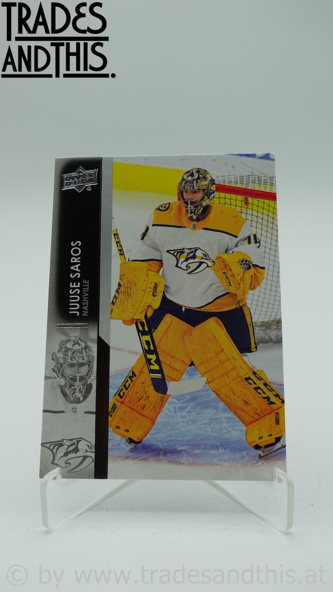 2021-22 Upper Deck Series 1 Juuse Saros #105 - Trades and This e.U.