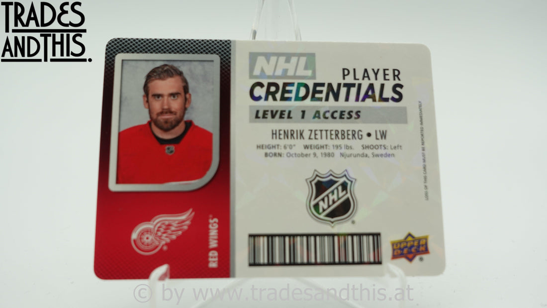 2017-18 Upper Deck MVP Silver Script NHL Player Credentials - Level 1 Access Henrik Zetterberg #NHL-HZ - Trades and This e.U.