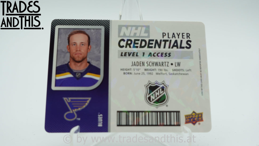 2017-18 Upper Deck MVP NHL Player Credentials - Level 1 Access Jaden Schwartz #NHL-JS - Trades and This e.U.