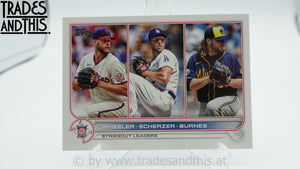 2022 Topps Series 1 NL Strikeout Leaders Zack Wheeler - Max Scherzer - Corbin Burnes #127