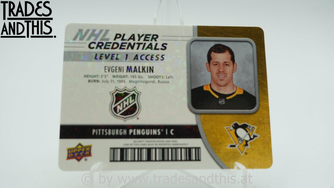 2018-19 Upper Deck MVP NHL Player Credentials Level 1 Access Evgeni Malkin #NHL-EM - Trades and This e.U.