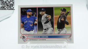 2022 Topps Series 1 AL Strikeout Leaders Robbie Ray - Gerrit Cole - Dylan Cease #138