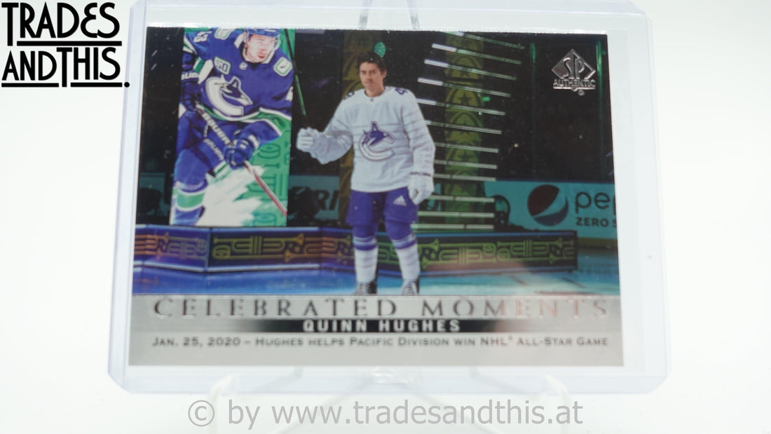 2020-21 SP Authentic Celebrated Moments Quinn Hughes #103 - Trades and This e.U.