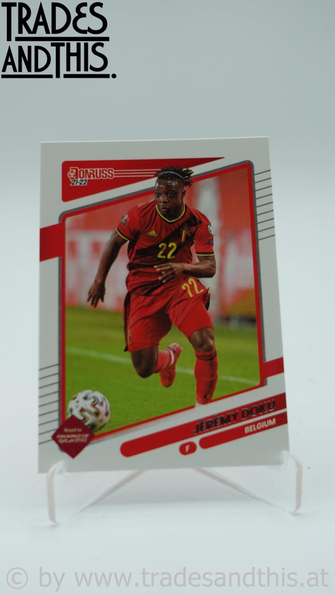 2021-22 Panini Donruss Road to Qatar Jeremy Doku #17 - Trades and This e.U.