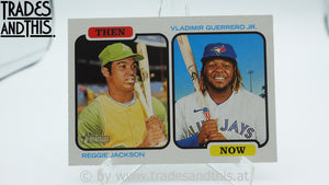 2022 Topps Heritage Then and Now Reggie Jackson - Vladimir Guerrero Jr. #TAN-JG