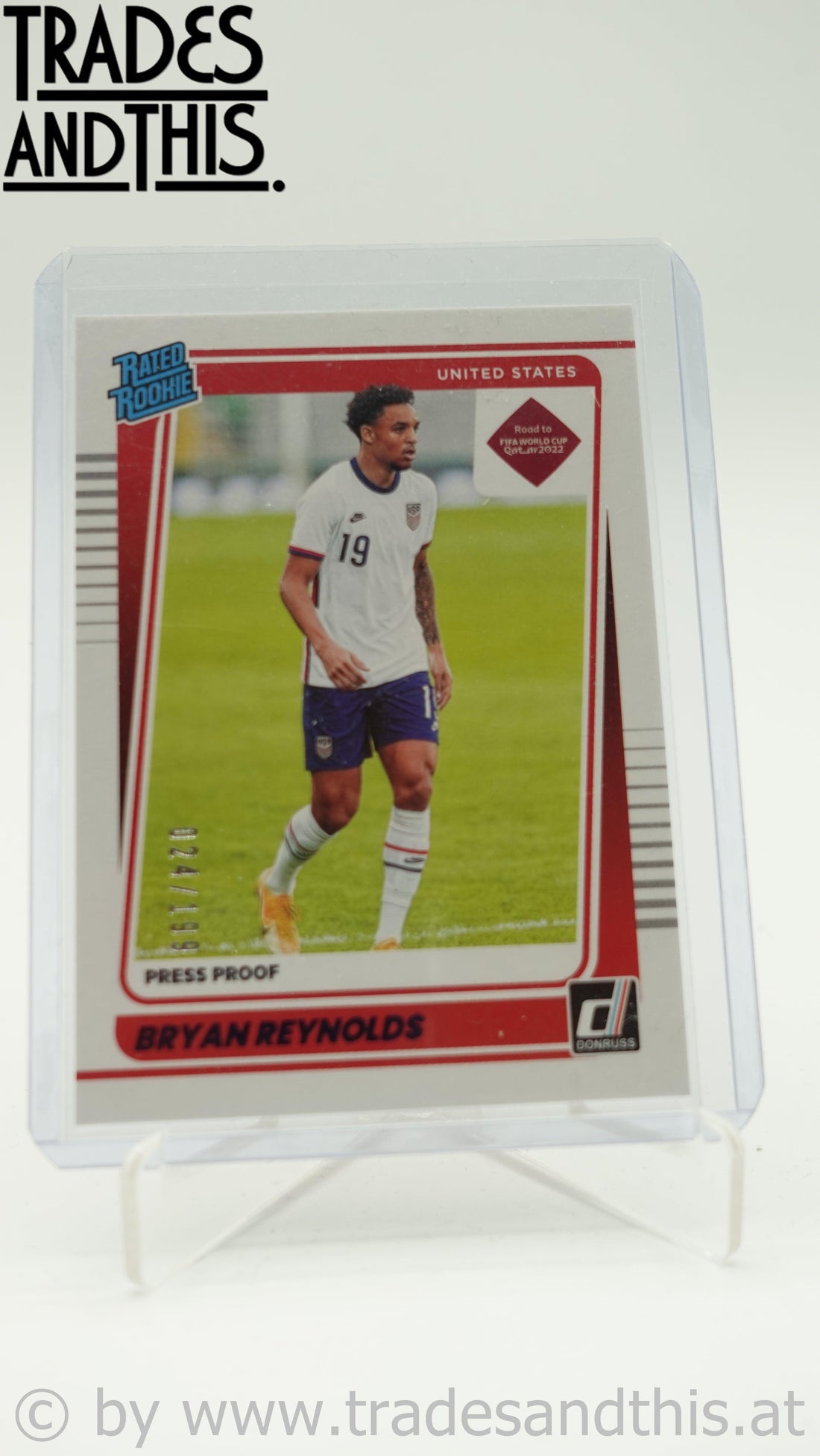 2021-22 Panini Donruss Road to Qatar Press Proof Purple 024/199 Bryan Reynolds #181 RC - Trades and This e.U.