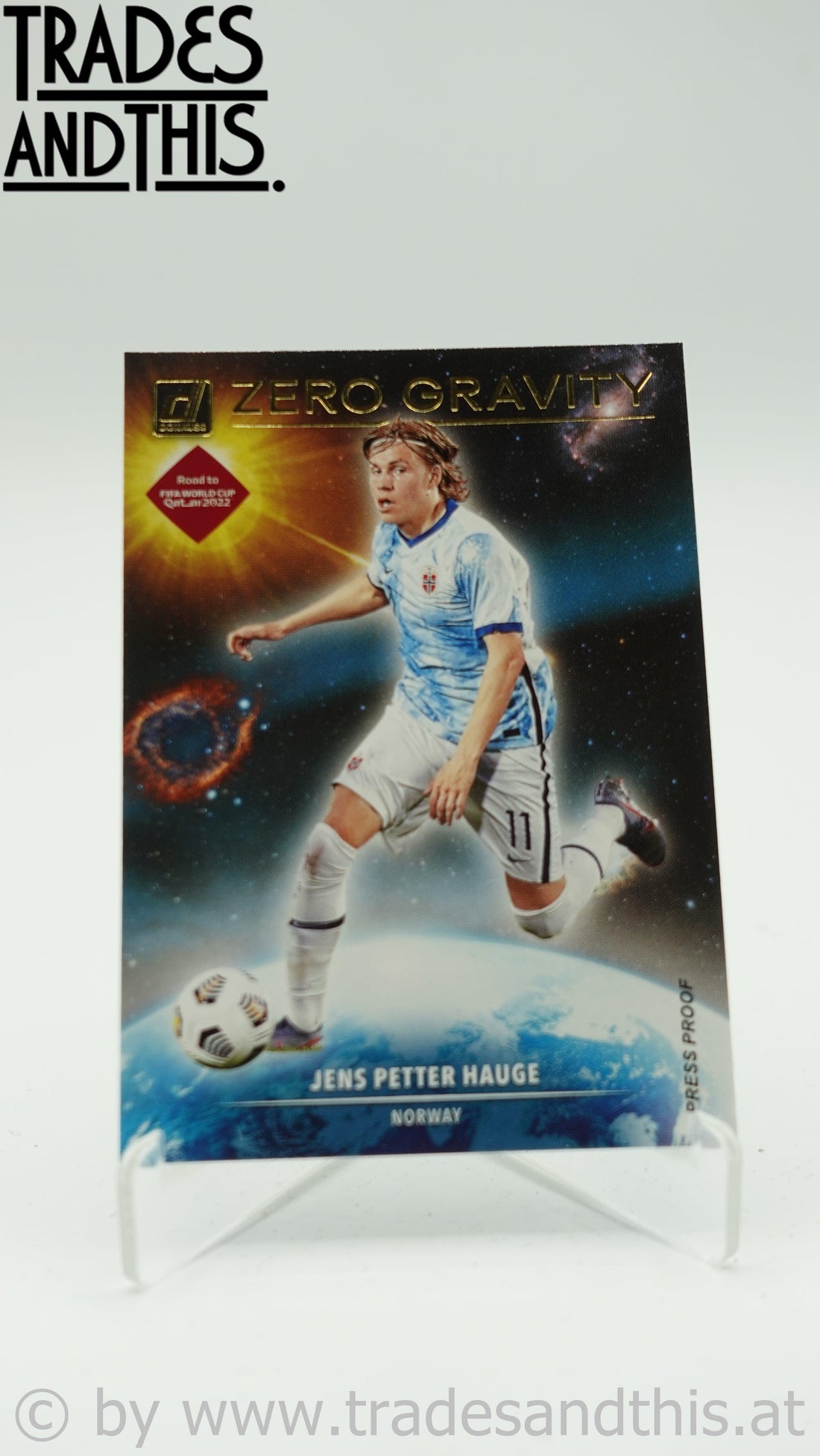 2021-22 Panini Donruss Road to Qatar Zero Gravity Press Proof Jens Petter Hauge #3 - Trades and This e.U.