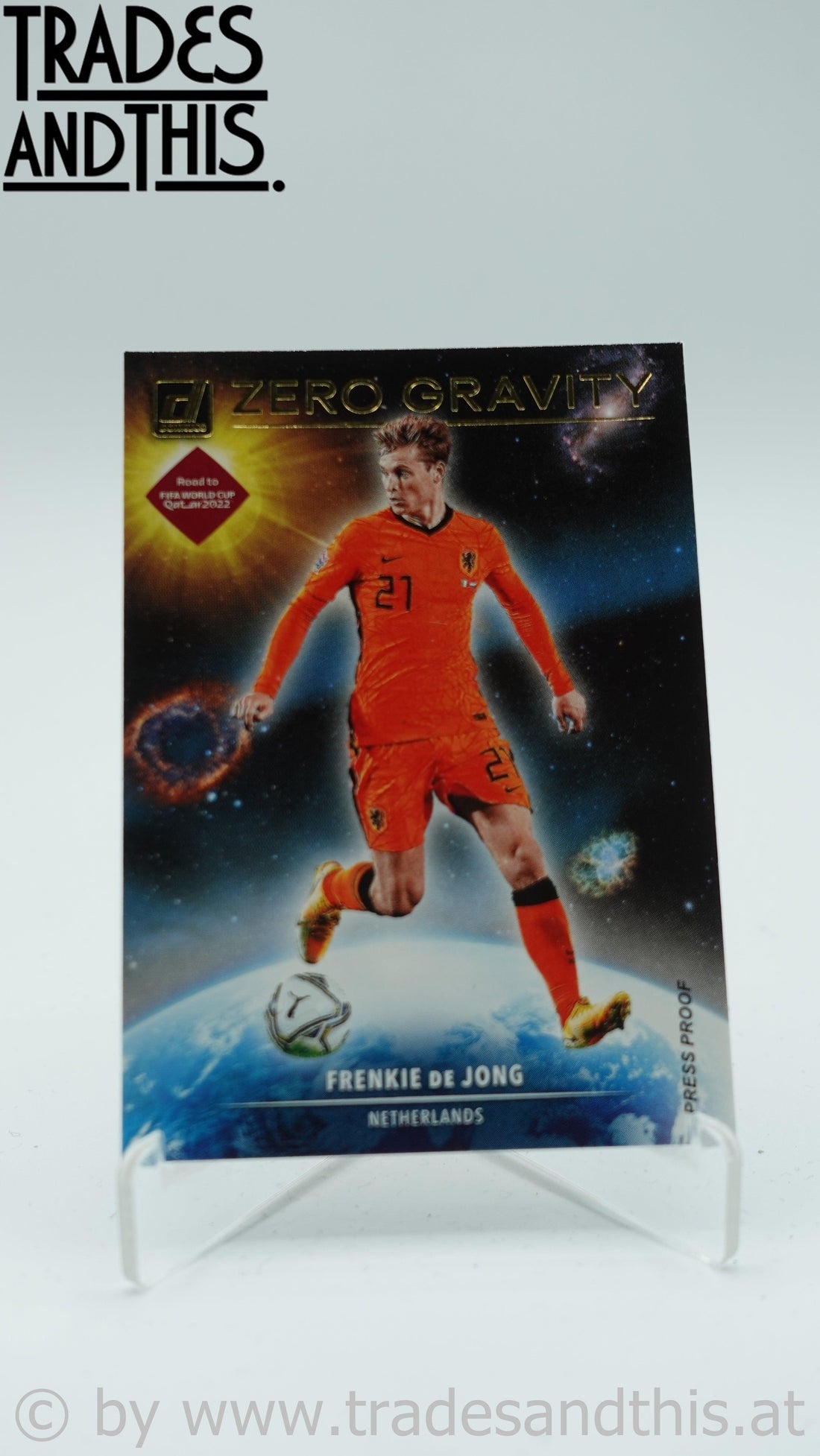 2021-22 Panini Donruss Road to Qatar Zero Gravity Press Proof Frenkie De Jong #5 - Trades and This e.U.