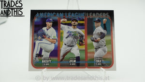 2024 Topps Series 1 AL Wins Leaders Chris Bassitt - Zach Eflin - Gerrit Cole #57