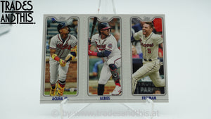 2022 Topps Opening Day Triple Play Freddie Freeman - Ozzie Albies - Ronald Acuna Jr. #TPC-2