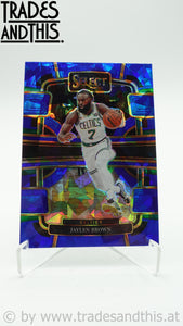 2023-24 Panini Select Basketball Blue Cracked Ice Prizm Jaylen Brown #22