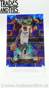 2023-24 Panini Select Basketball Blue Cracked Ice Prizm Paul George #14