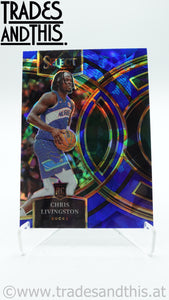 2023-24 Panini Select Basketball Blue Cracked Ice Prizm Chris Livingston #107 RC