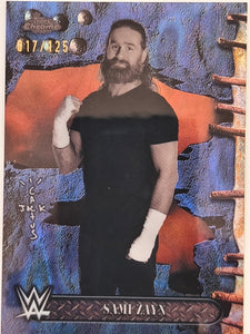 2025 Topps Chrome WWE x Cactus Jack Blue Sonar Refractor 017/125 Sami Zayn #72