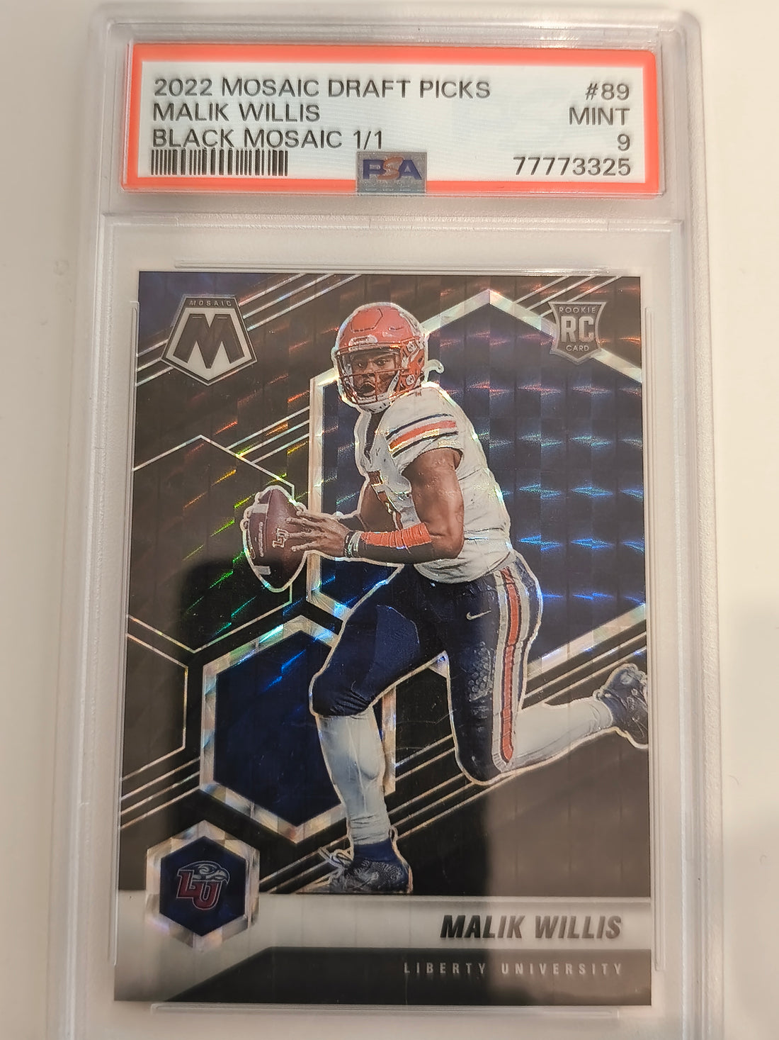 2022 Mosaic Draft Picks Black Mosaic 1/1 Malik Willis #89 RC PSA 9