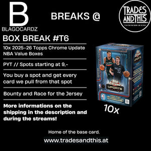 Blagocardz Break #T6: Rewind: 10x 2025-26 Topps Chrome Update NBA Value Boxes // PYT