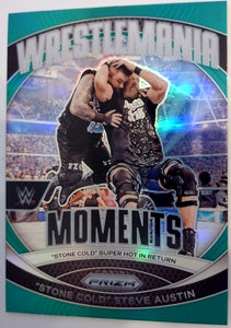 2024 Panini Prizm WWE WrestleMania Moments Green Prizm "Stone Cold" Steve Austin #25
