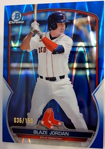 2023 Bowman Chrome Prospects Blue RayWave Refractor 036/150 Blaze Jordan BCP-101