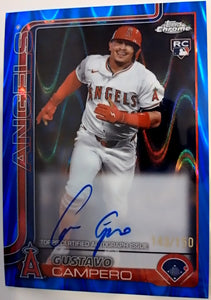 2025 Topps Chrome Rookie Autographs Blue Lava Refractor 143/150 Gustavo Campero #RA-GCA RC