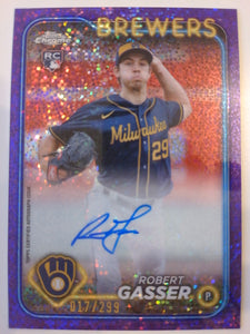 2024 Topps Chrome Rookie Autographs Purple Speckle Refractors 017/299 Robert Gasser #RA-RG RC