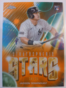 2024 Topps Chrome Update Series Stratospheric Stars Orange Refractors 24/25 Jasson Dominguez #SSC-11 RC