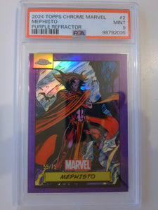 2024 Topps Chrome Marvel Pruple Refractor 59/75 Mephisto #2 PSA 9