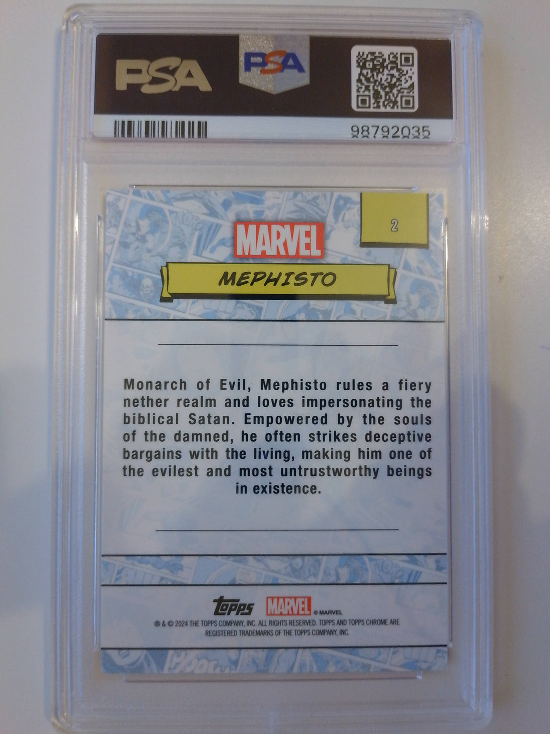 2024 Topps Chrome Marvel Pruple Refractor 59/75 Mephisto #2 PSA 9