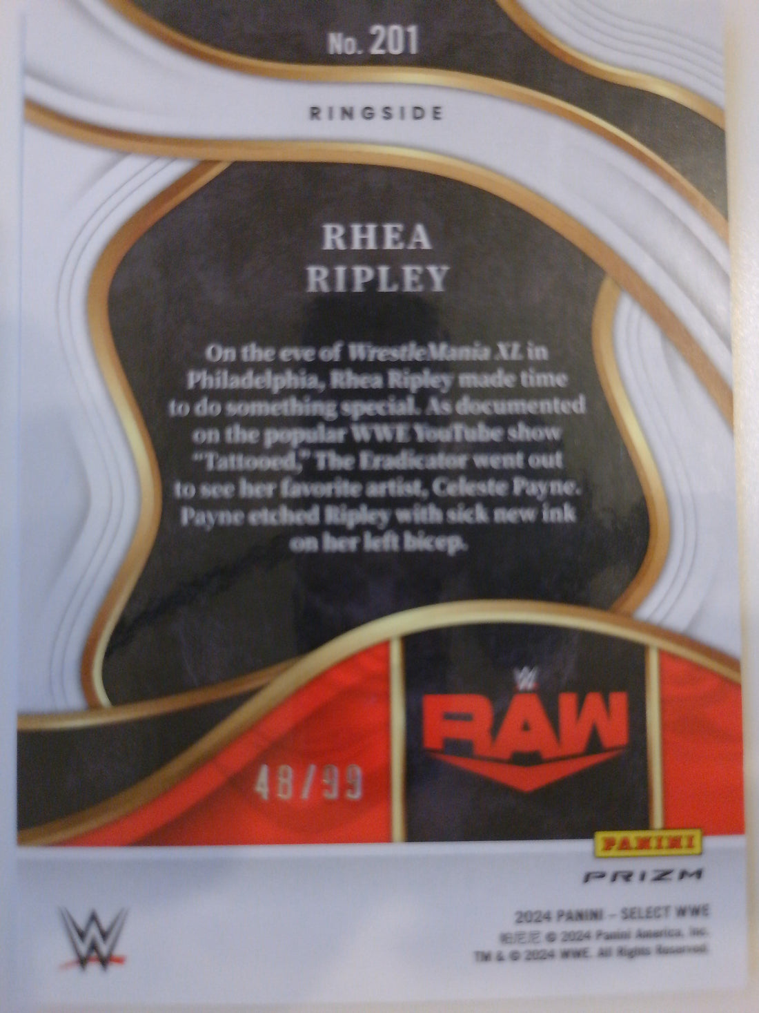 2024 Panini Select WWE Wave Red Prizms 40/99 Rhea Ripley #201