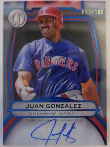 2025 Topps Tribute Tribute Autographs Blue 033/150 Juan Gonzalez #TA-JG