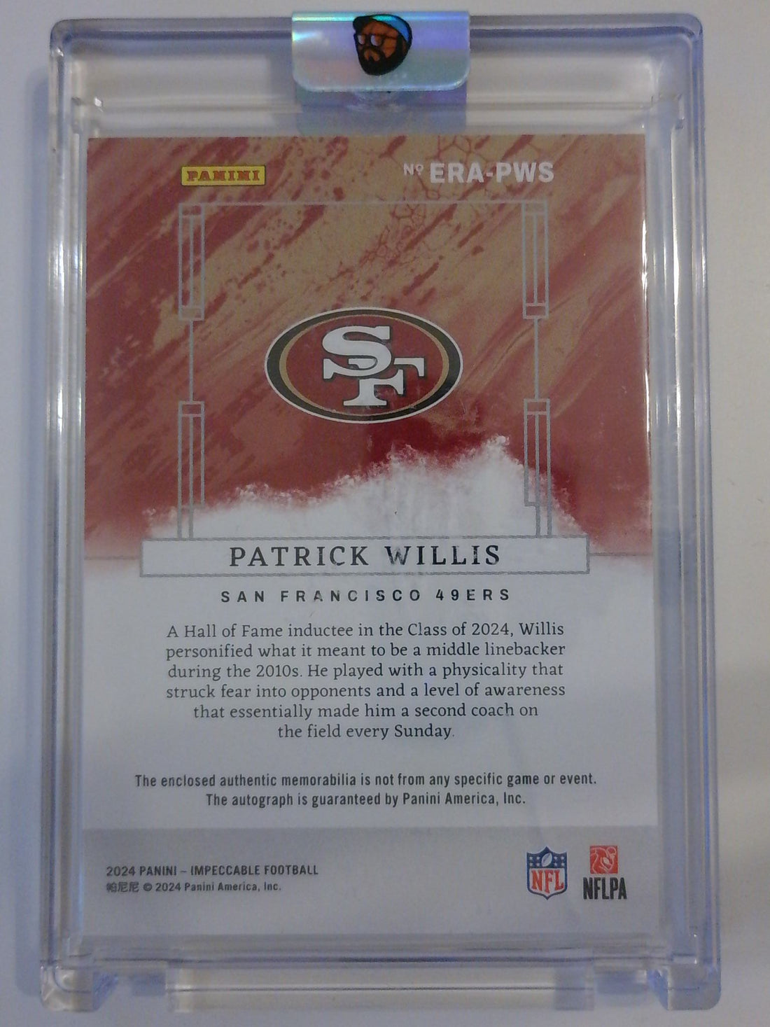 2024 Panini Impeccable Elegance Retired Patch Autos Silver 02/35 Patrick Willis #ERA-PWS