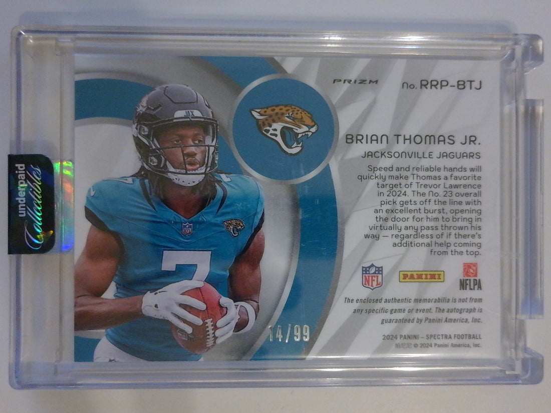2024 Panini Spectra Radiant Rookie Patch Signatures 14/99 Brian Thomas JR. #RRP-BTJ RC