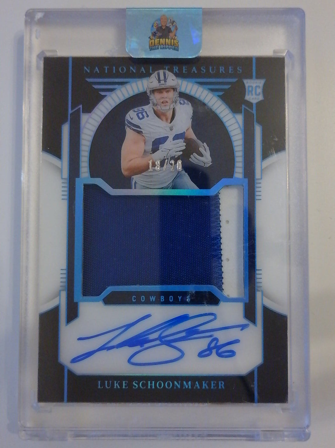 2023 Panini National Treasures Rookie Patch Autographs Stars and Stripes Holo Silver 18/20 Luke Schoonmaker #182 RC