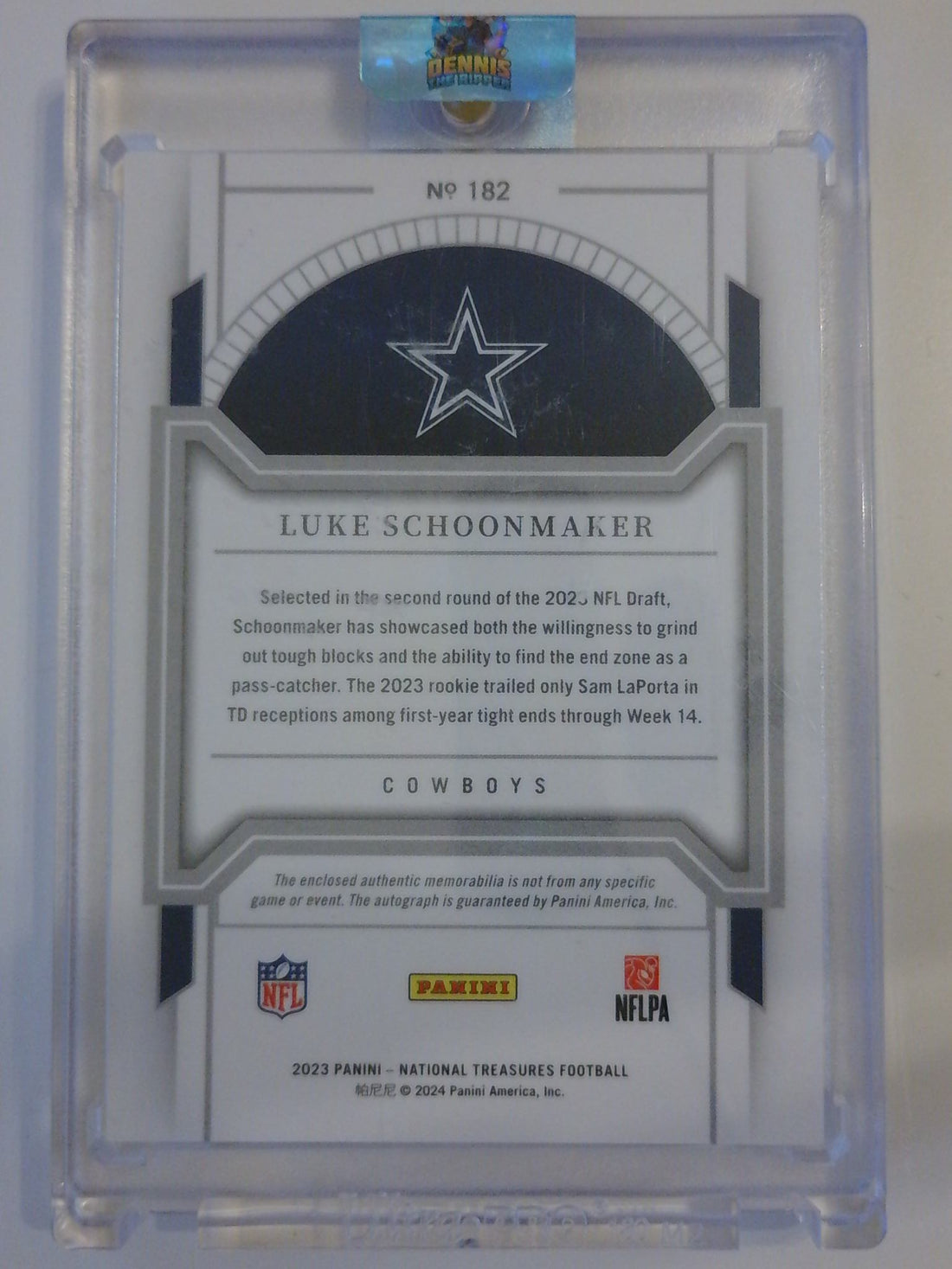 2023 Panini National Treasures Rookie Patch Autographs Stars and Stripes Holo Silver 18/20 Luke Schoonmaker #182 RC