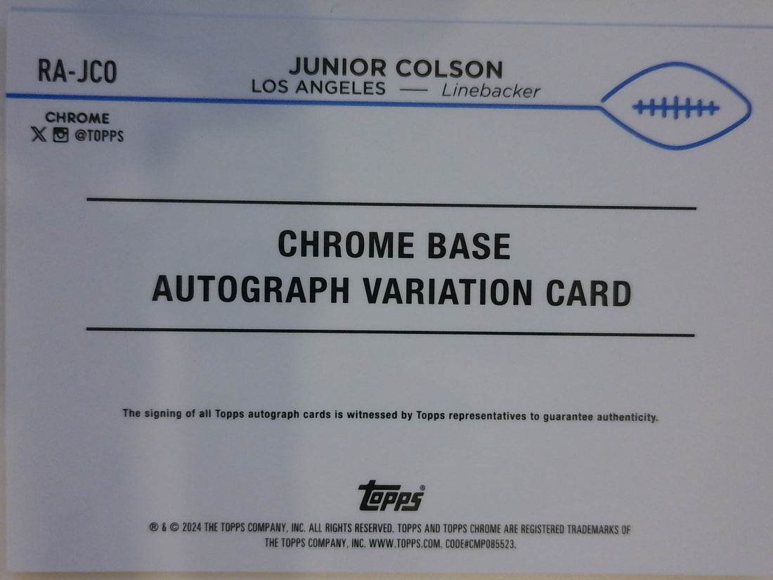 2024 Topps Chrome Rookie Autographs Gold Geometric Refractor 50/50 Junior Colson #RA-JCO RC