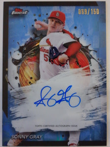 2024 Topps Finest Autographs Sky Blue Refractors 069/150 Sonny Gray #FA-SG