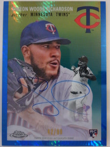 2023 Topps Chrome Platinum Anniversary Autographs Platinum Blue Refractors 42/99 Simeon Woods-Richardson #CPA-SWR RC