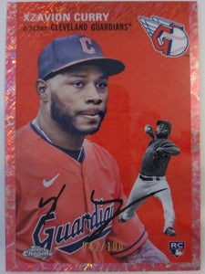2023 Topps Chrome Platinum Anniversary Fuchsia Lava Refractors 042/100 Xzavion Curry #32 RC
