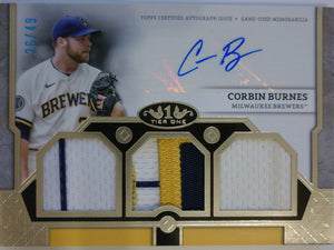 2024 Topps Tier One Autographed Tier One Relics Triple 26/49 Corbin Burnes #T1AR-CB