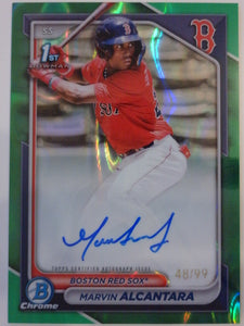 2024 Bowman Chrome Prospects Green Refractors 48/99 Marvin Alcantara #CPA-MA