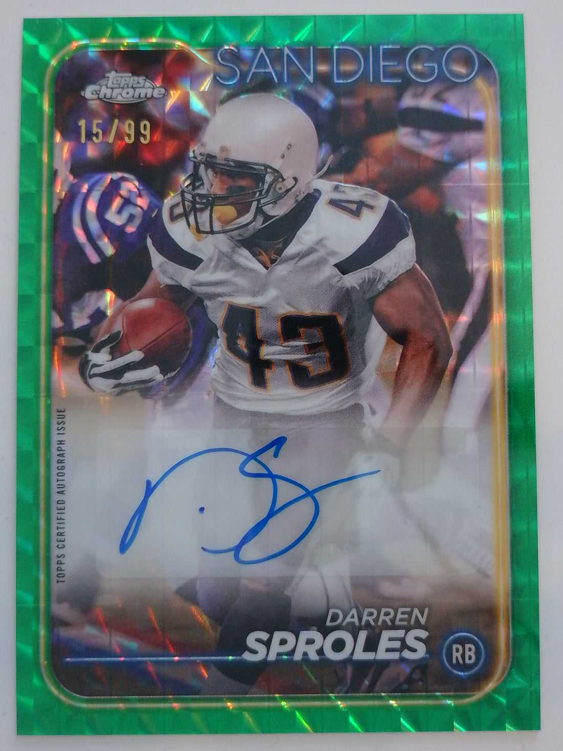 2024 Topps Chrome Autographs Green Geometric 15/99 Darren Sproles #BA-DSP