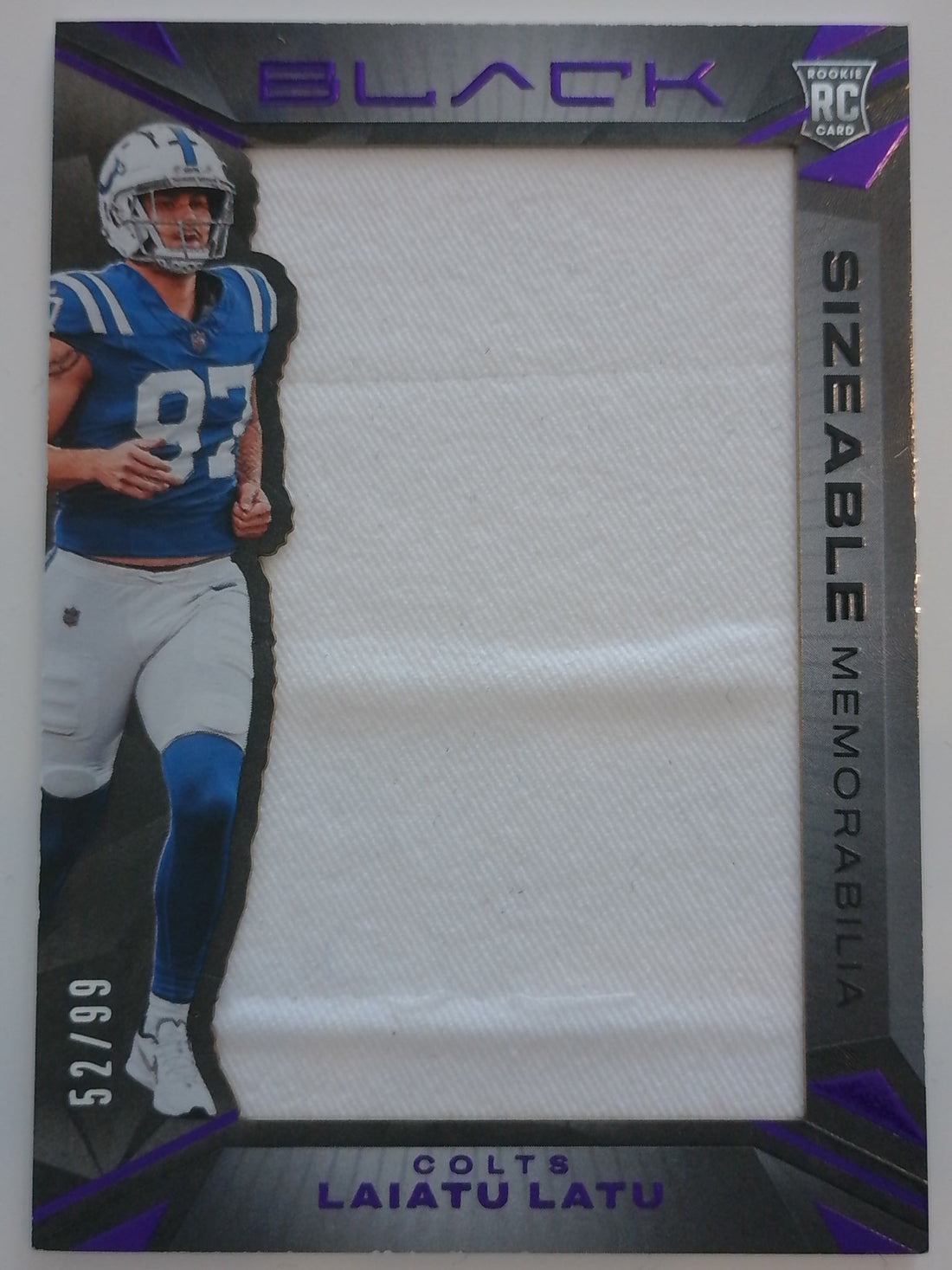 2024 Panini Black Sizeable Rookie Memorabilia Royal 52/99 Laiatu Latu #SR-LLU RC