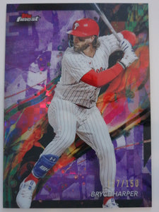 2024 Topps Finest Common Purple Checkerboard Refractors 127/150 Bryce Harper #41