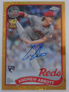 2024 Topps Update Series 1989 Topps Chrome Silver Pack Autographs Gold 25/50 Andrew Abbott #T89CU-AA RC