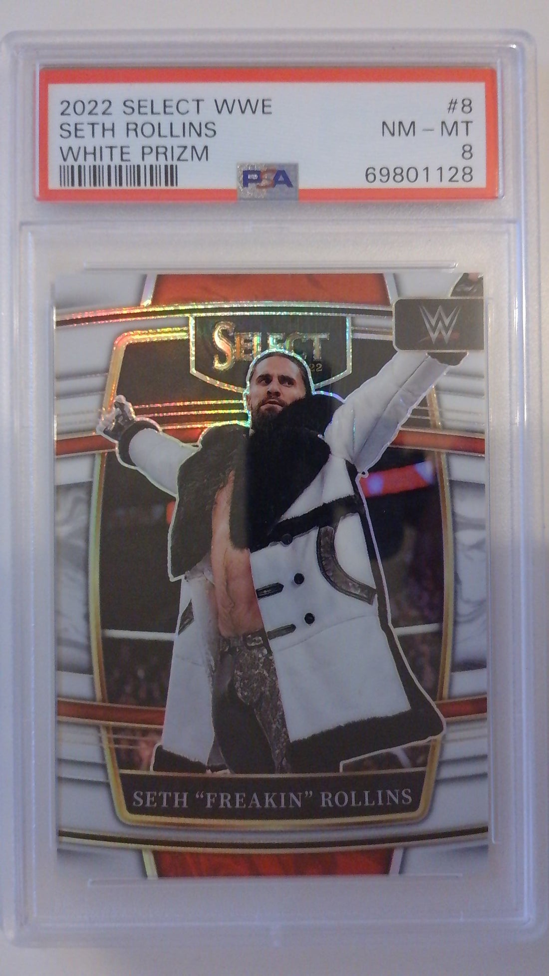 2022 Select WWE White Prizm 03/99 Seth Rollins #8 PSA 8