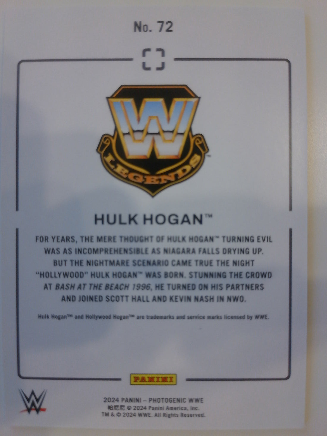 2024 Panini Photogenic WWE Wedges 37/49 Hulk Hogan #72